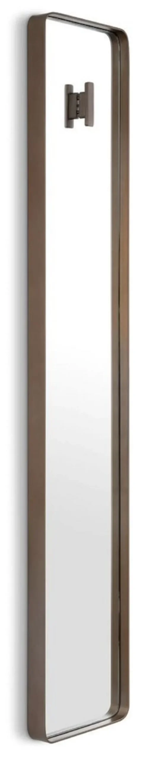 Casa Padrino Luxus Wandspiegel Bronze 30 x 5 x H. 160 cm - Rechteckiger Spiegel mit Kleiderhaken - Wohnzimmer Spiegel - Schlafzimmer Spiegel - Garderoben Spiegel - Luxus Möbel - Luxus Interior