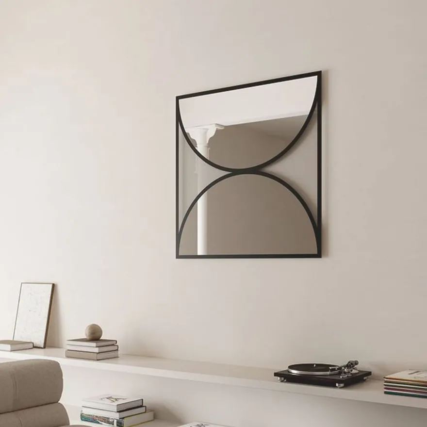 Casa Padrino Luxus Wandspiegel Schwarz 90 cm - Luxus Möbel