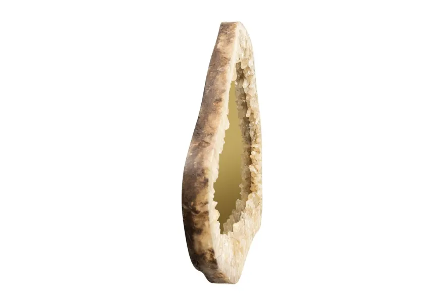 Casa Padrino Luxus Wandspiegel Gold 72 x 5 x H. 85 cm - Wandspiegel mit Rahmen aus natürlichem Quarz und goldfarben getöntem Spiegelglas - Luxus Deko Accessoires