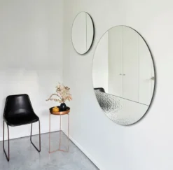 Casa Padrino Luxus Wandspiegel Ø 58 cm - Runder Spiegel mit strukturierter Oberfläche - Wohnzimmer Spiegel - Garderoben Spiegel - Luxus Qualität