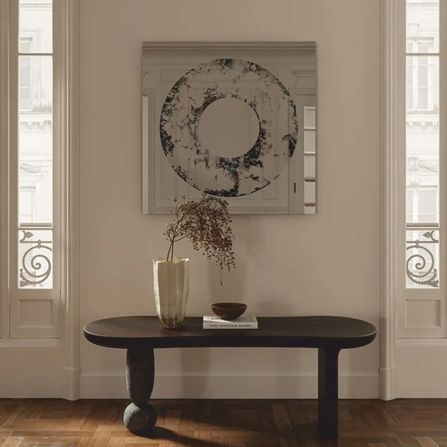 Casa Padrino Luxus Wandspiegel Schwarz / Silber 100 cm - Luxus Interior