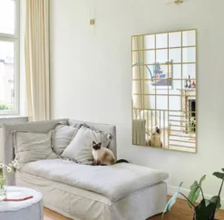 Casa Padrino Luxus Wandspiegel Gold 100 x 2,5 x H. 158 cm - Rechteckiger Spiegel mit Muster - Luxus Möbel