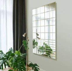 Casa Padrino Luxus Wandspiegel Gold 100 x 2,5 x H. 158 cm - Rechteckiger Spiegel mit Muster - Luxus Möbel
