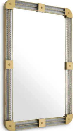 Casa Padrino Luxus Wandspiegel Antik Messingfarben 80 x 5 x H. 122 cm - Beleuchteter Wohnzimmer Spiegel mit handgefertigtem Glas - Schlafzimmer Spiegel - Garderoben Spiegel - Luxus Möbel