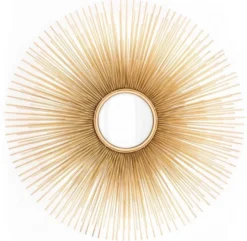 Casa Padrino Luxus Wandspiegel Sonne Gold 80 cm - Runder konvexer Design Spiegel aus Messing