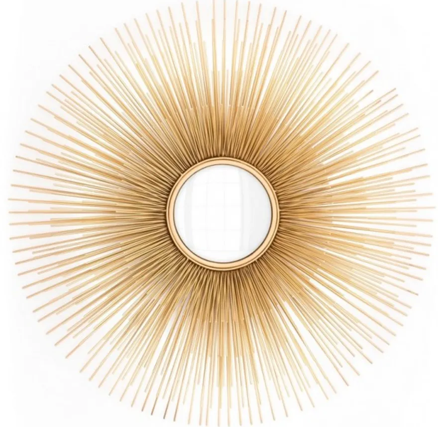 Casa Padrino Luxus Wandspiegel Sonne Gold 80 cm - Runder konvexer Design Spiegel aus Messing
