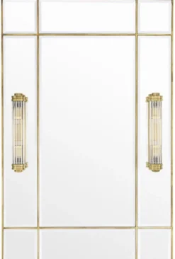 Casa Padrino Luxus Wandspiegel mit Licht Vintage Messingfarben 90 x 13 x H. 140 cm - Luxus Qualität
