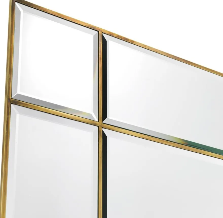Casa Padrino Luxus Wandspiegel mit Licht Vintage Messingfarben 90 x 13 x H. 140 cm - Luxus Qualität