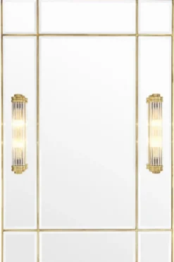 Casa Padrino Luxus Wandspiegel mit Licht Vintage Messingfarben 90 x 13 x H. 140 cm - Luxus Qualität
