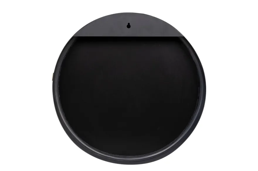 Casa Padrino Luxus Wandspiegel Schwarz Ø 40 cm - Runder Wandspiegel Dott mit schwarz pulverbeschichtetem Edelstahlrahmen - Luxus Deko Accessoires