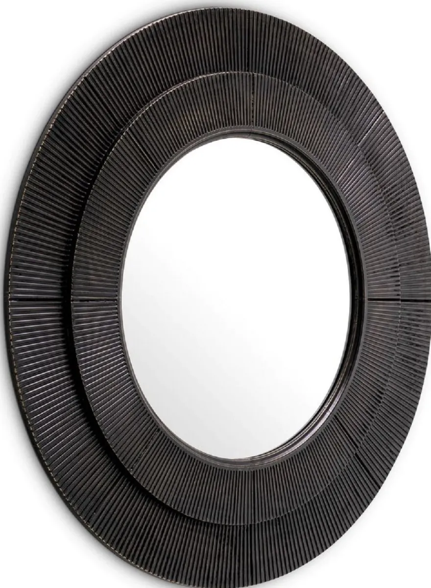 Casa Padrino Luxus Wandspiegel Bronze Ø 90 cm - Runder Wohnzimmer Spiegel - Schlafzimmer Spiegel - Garderoben Spiegel - Luxus Möbel - Luxus Interior