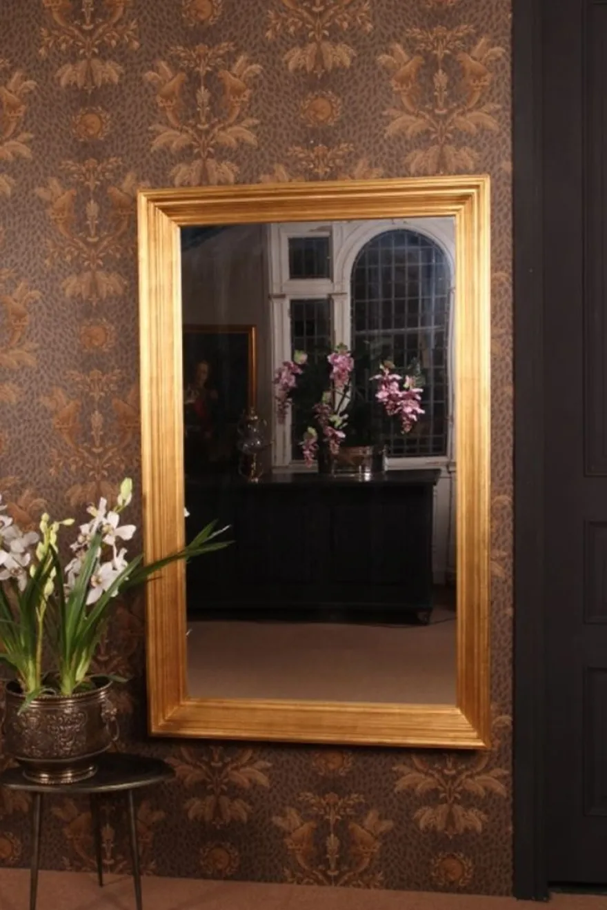 Casa Padrino Luxus Wandspiegel Gold 100 x H. 160 cm - Grosser Wohnzimmerspiegel
