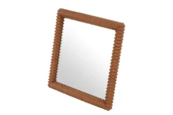 Casa Padrino Luxus Wandspiegel Braun 56,5 x 4 x H. 56,5 cm - Quadratischer Wandspiegel Kiko mit Rahmen aus Mindi-Holz im Amber Finish - Luxus Deko Accessoires