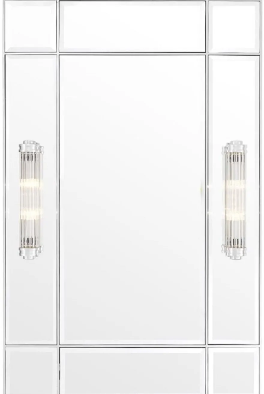 Casa Padrino Luxus Wandspiegel mit Licht Silber 90 x 13 x H. 140 cm - Luxus Qualität