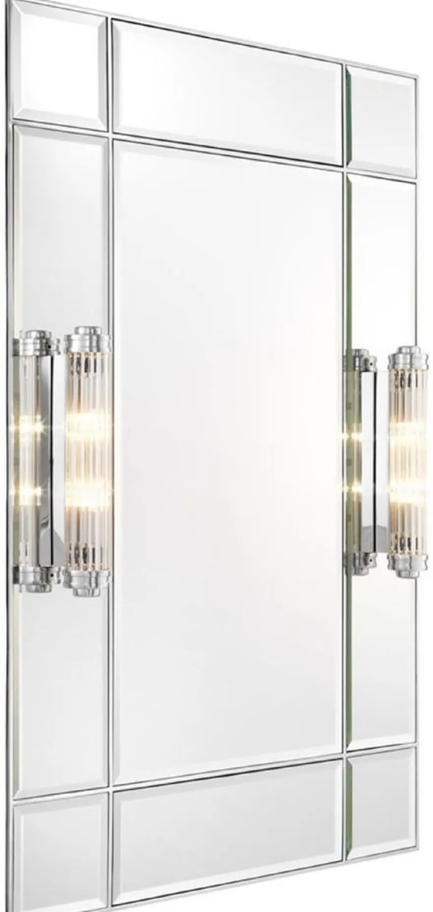Casa Padrino Luxus Wandspiegel mit Licht Silber 90 x 13 x H. 140 cm - Luxus Qualität