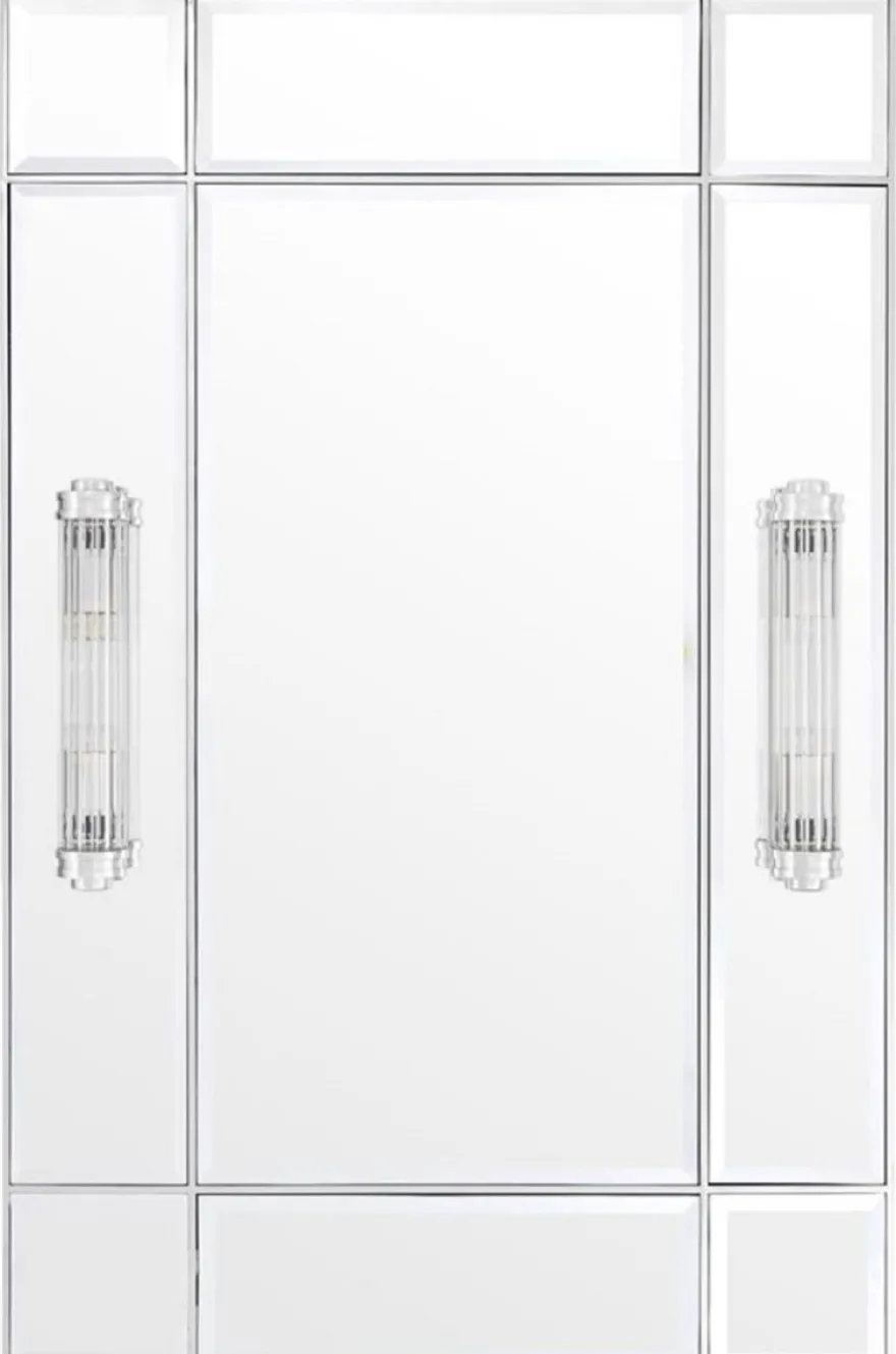Casa Padrino Luxus Wandspiegel mit Licht Silber 90 x 13 x H. 140 cm - Luxus Qualität