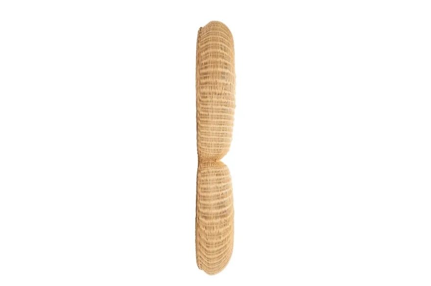 Casa Padrino Luxus Wandspiegel Naturfarben 75 x 17 x H. 120 cm - Wandspiegel mit tiefem Rahmen aus geflochtenem Rattan - Luxus Deko Accessoires