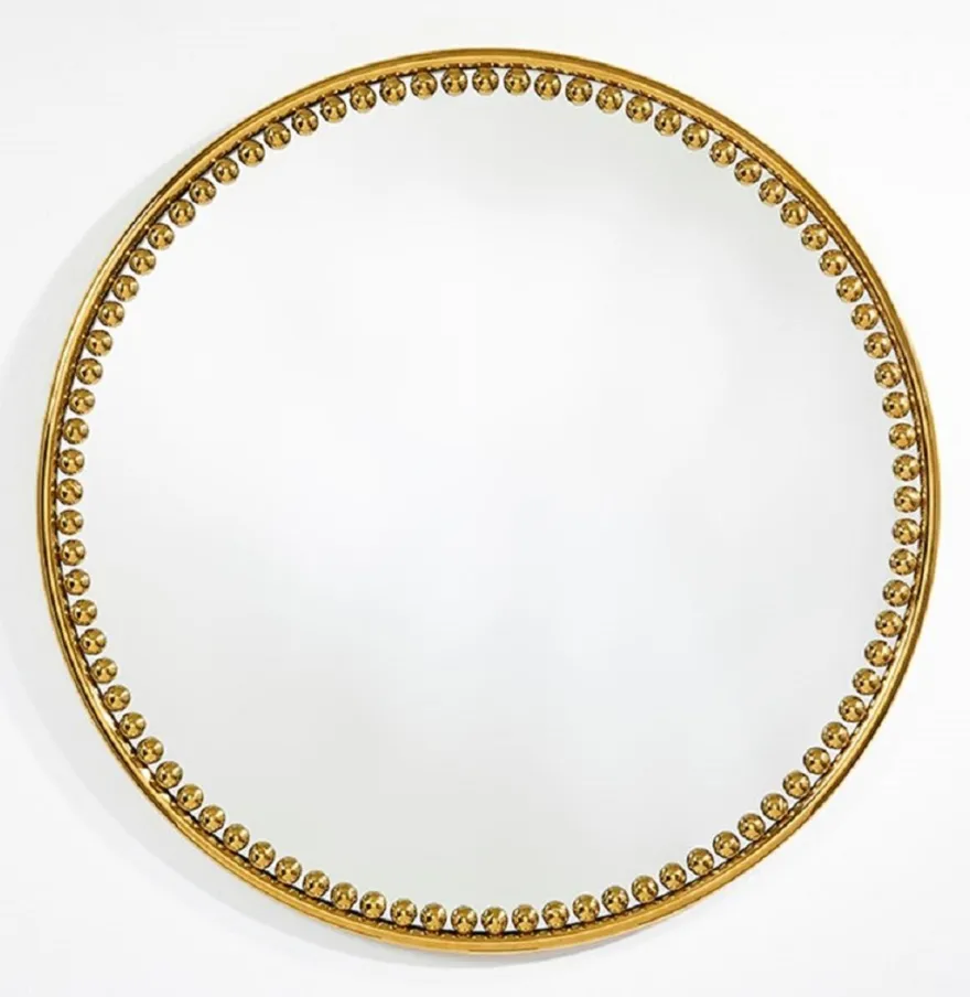 Casa Padrino Luxus Wandspiegel Gold Ø 107 cm - Runder Wohnzimmer Spiegel mit Metallrahmen - Schlafzimmer Spiegel - Badezimmer Spiegel - Garderoben Spiegel - Luxus Kollektion