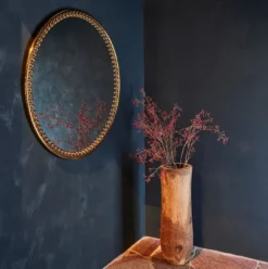 Casa Padrino Luxus Wandspiegel Gold Ø 107 cm - Runder Wohnzimmer Spiegel mit Metallrahmen - Schlafzimmer Spiegel - Badezimmer Spiegel - Garderoben Spiegel - Luxus Kollektion
