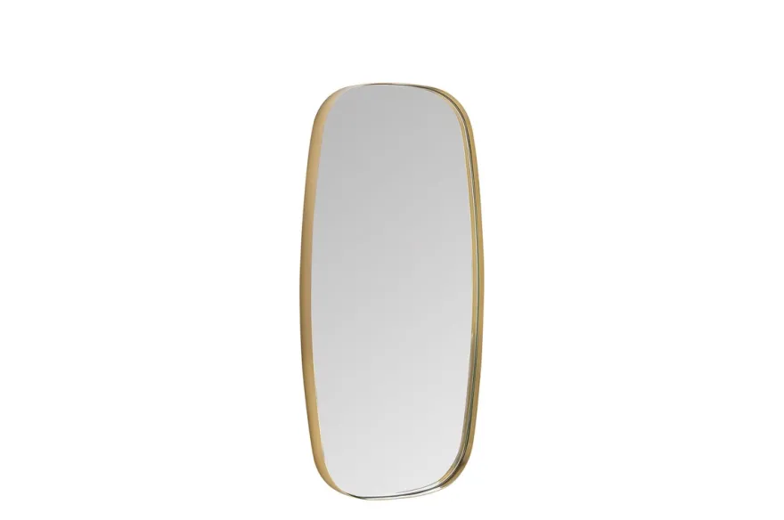 Casa Padrino Luxus Wandspiegel Gold 24 x 3 x H. 50 cm - Spiegel Nibbles S mit Rahmen aus gebürstetem massivem Messing - Luxus Deko Accessoires