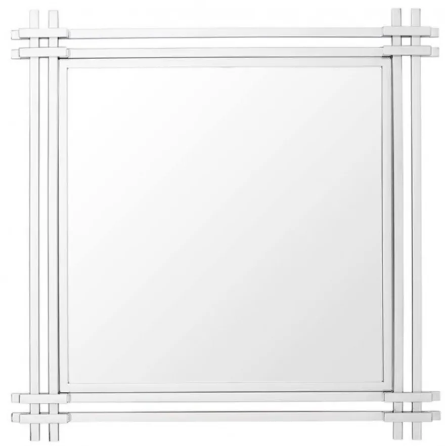 Casa Padrino Luxus Wandspiegel Art Deco 90 x 90 cm Edelstahl poliert - Quadratischer Luxusspiegel für exklusive Interieurs