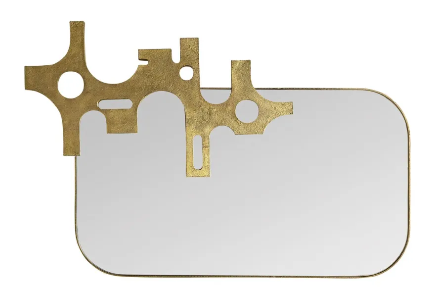 Casa Padrino Luxus Wandspiegel Bronzefarben 81 x 2,5 x H. 54 cm - Spiegel Savage mit Aluminiumrahmen in Bronzeoptik - Luxus Deko Accessoires