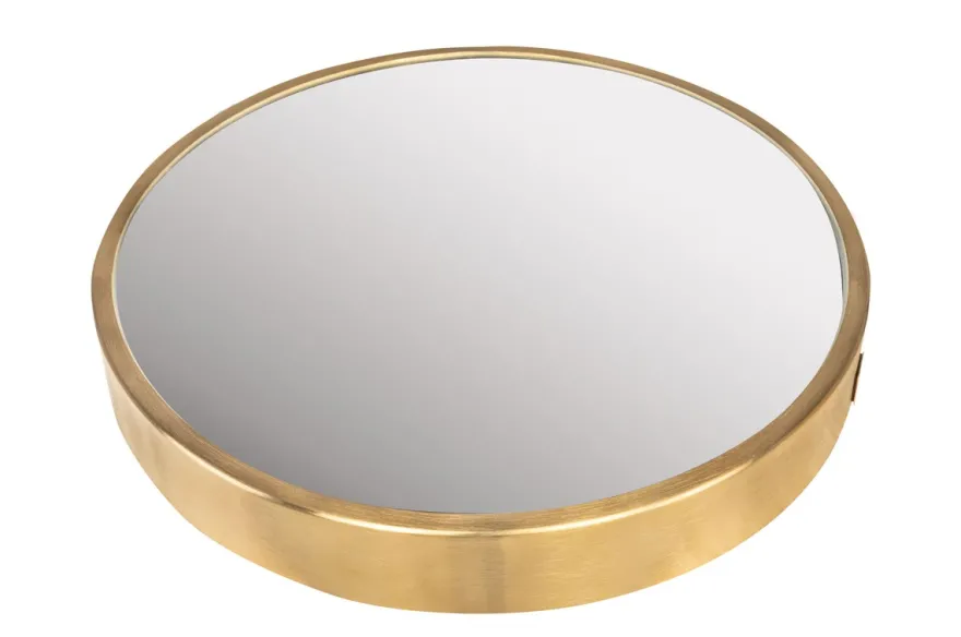 Casa Padrino Luxus Wandspiegel Gold Ø 75 cm - Großer runder Wandspiegel Dott mit gebürstetem goldfarbenem Edelstahlrahmen - Luxus Deko Accessoires