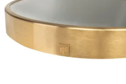 Casa Padrino Luxus Wandspiegel Gold Ø 75 cm - Großer runder Wandspiegel Dott mit gebürstetem goldfarbenem Edelstahlrahmen - Luxus Deko Accessoires