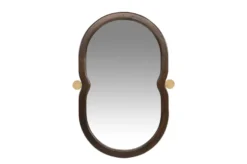 Casa Padrino Luxus Wandspiegel Braun / Gold 73,5 x 3 x H. 105 cm - Großer Wandspiegel Touma XL mit Rahmen aus Mindi-Holz und Messing - Luxus Deko Accessoires