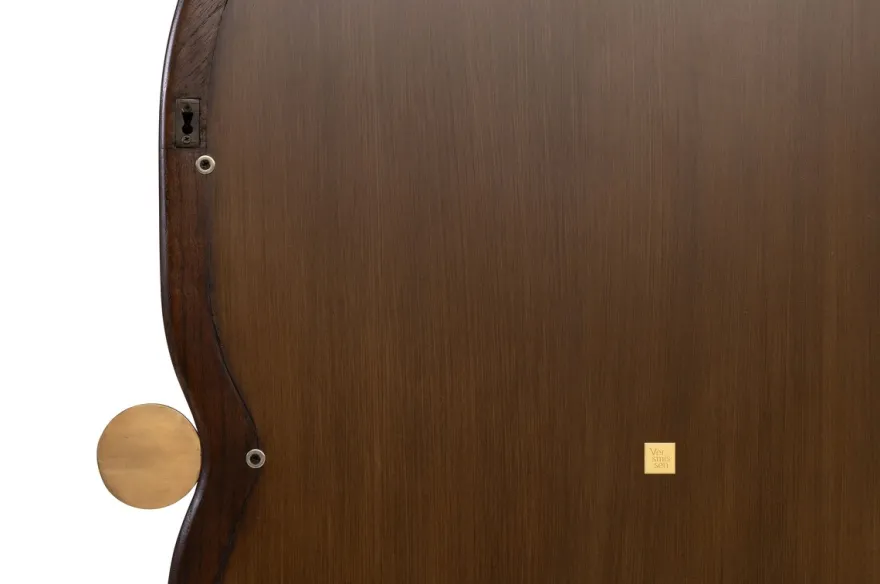 Casa Padrino Luxus Wandspiegel Braun / Gold 73,5 x 3 x H. 105 cm - Großer Wandspiegel Touma XL mit Rahmen aus Mindi-Holz und Messing - Luxus Deko Accessoires