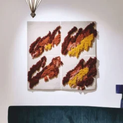 Casa Padrino Luxus Wandteppich Weiß / Bunt 120 cm - Handgewebter Wandteppich aus Schurwolle - Luxus Wanddeko Accessoires
