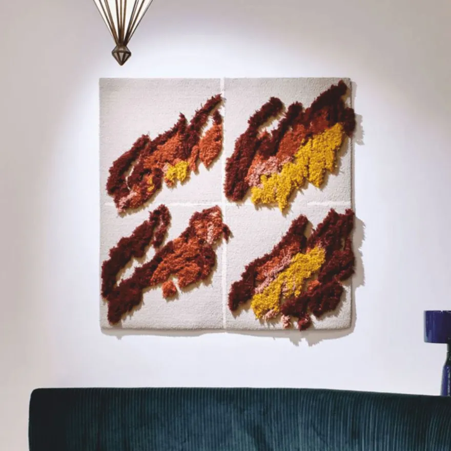 Casa Padrino Luxus Wandteppich Weiß / Bunt 120 cm - Handgewebter Wandteppich aus Schurwolle - Luxus Wanddeko Accessoires