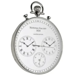 Casa Padrino Luxus Wanduhr Silber 51 x 5 x H. 52 cm - Runde Wanduhr im Design einer antiken Taschenuhr