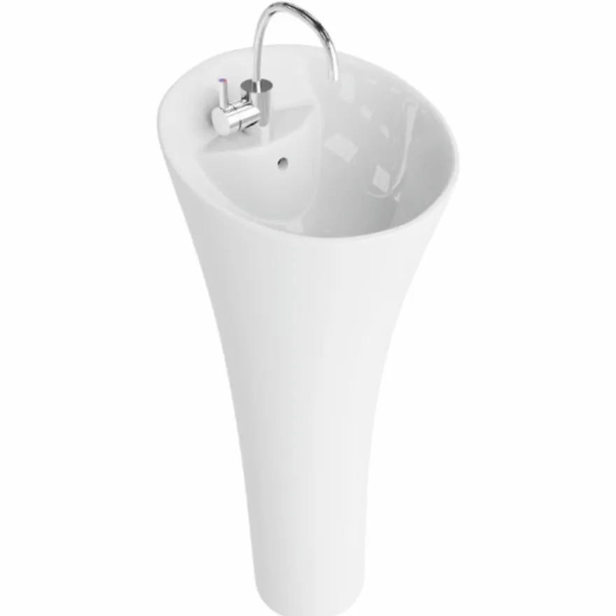 Casa Padrino Luxus Waschbecken Hochglanz Weiß H. 95 cm - Freistehendes Waschbecken