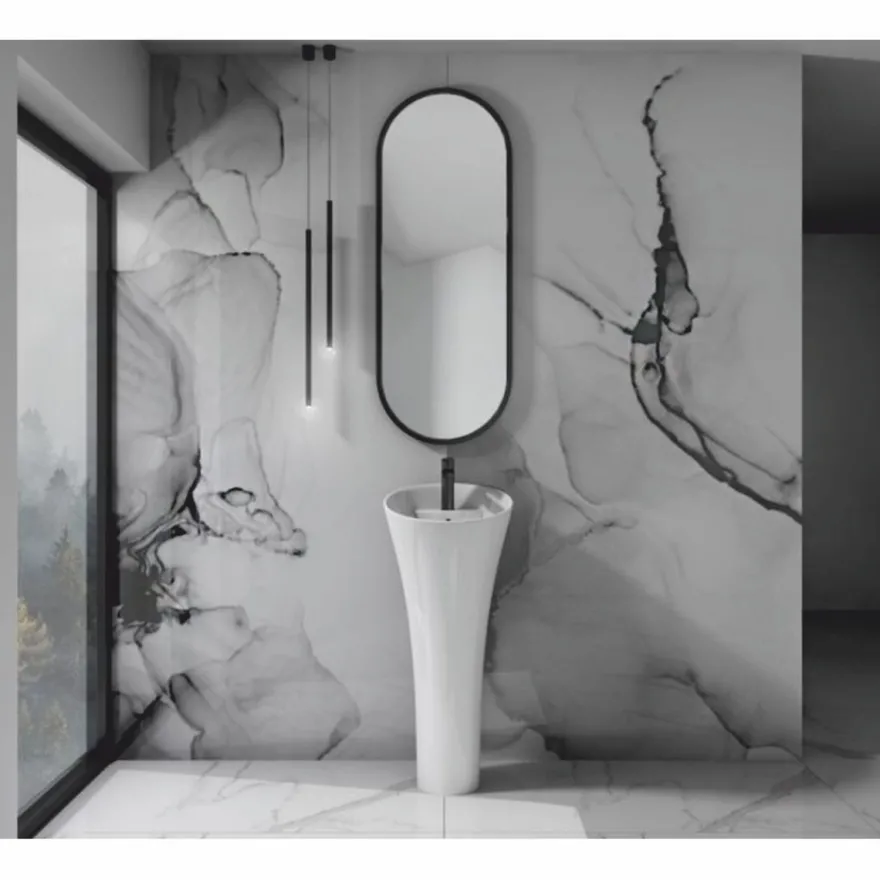 Casa Padrino Luxus Waschbecken Hochglanz Weiß H. 95 cm - Freistehendes Waschbecken
