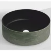 Casa Padrino Luxus Waschbecken Schale Schwarz / Grün Ø 36 cm - Rundes Keramik Waschbecken - Badezimmer Accessoires