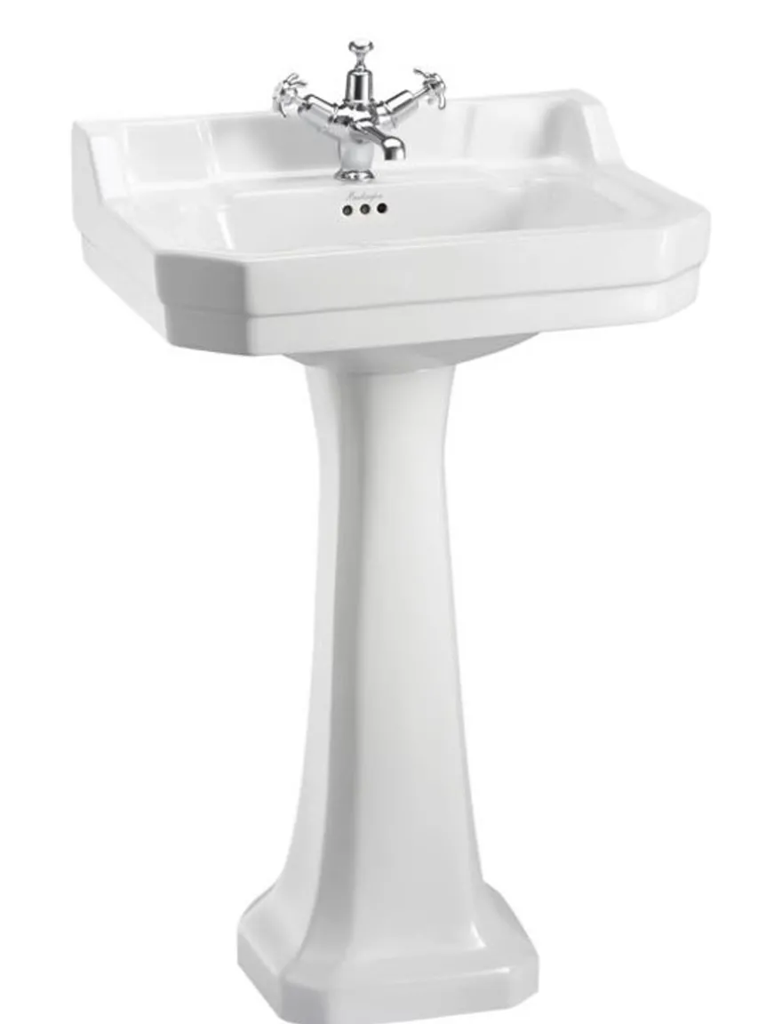Casa Padrino Luxus Waschbecken mit Sockel, Jugendstil Design, Weiß, 56 x 47 x H. 96 cm
