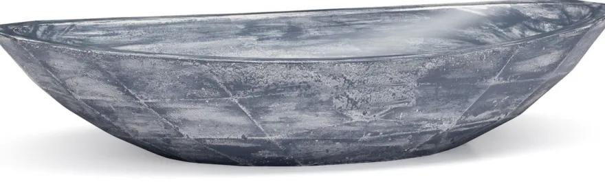 Casa Padrino Luxus Waschbecken Schale Grau / Weiß 60,9 x 29,7 x H. 11,9 cm - Handgefertigtes Beton Waschbecken - Badezimmer Accessoires - Luxus Badezimmer Zubehör