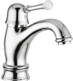 Casa Padrino Luxus Waschtischarmatur mit Swarovski Kristallglas Silber 16,5 cm - Einhand Waschtischbatterie