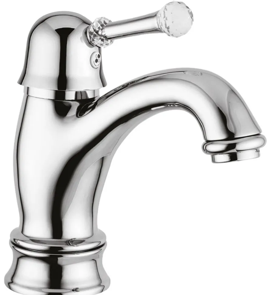 Casa Padrino Luxus Waschtischarmatur mit Swarovski Kristallglas Silber 16,5 cm - Einhand Waschtischbatterie