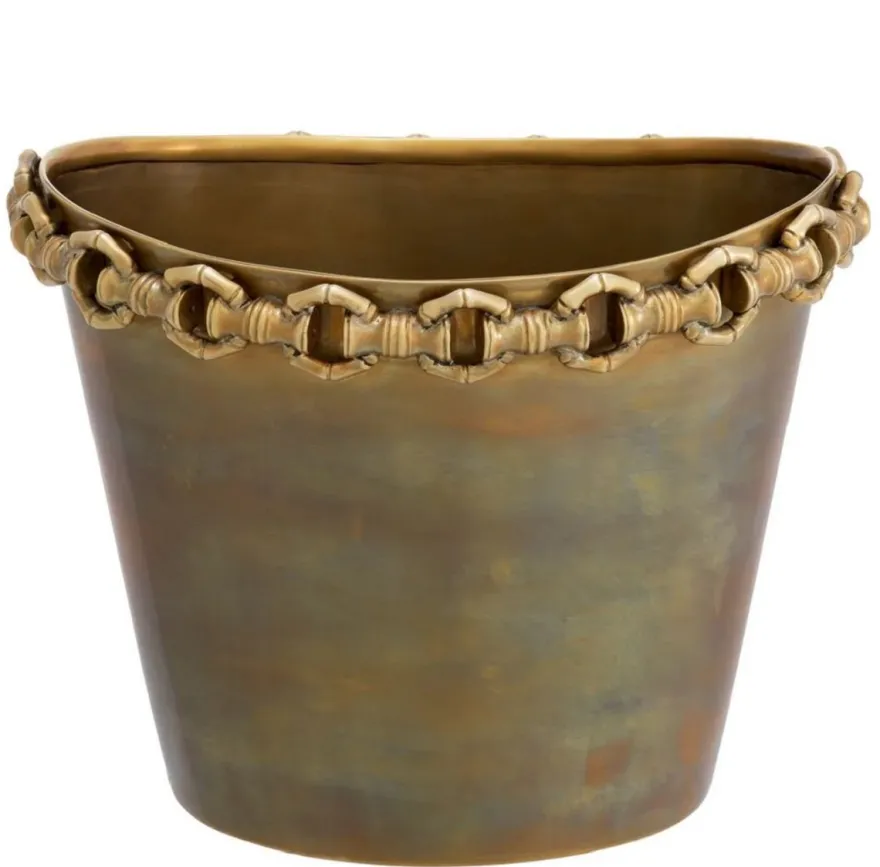 Casa Padrino Luxus Weinkühler Vintage Messing H. 21 cm - Champagnerkühler - Hotel Accessoires