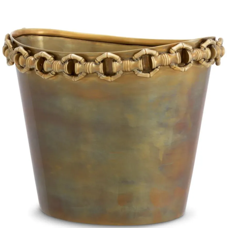 Casa Padrino Luxus Weinkühler Vintage Messing H. 21 cm - Champagnerkühler - Hotel Accessoires