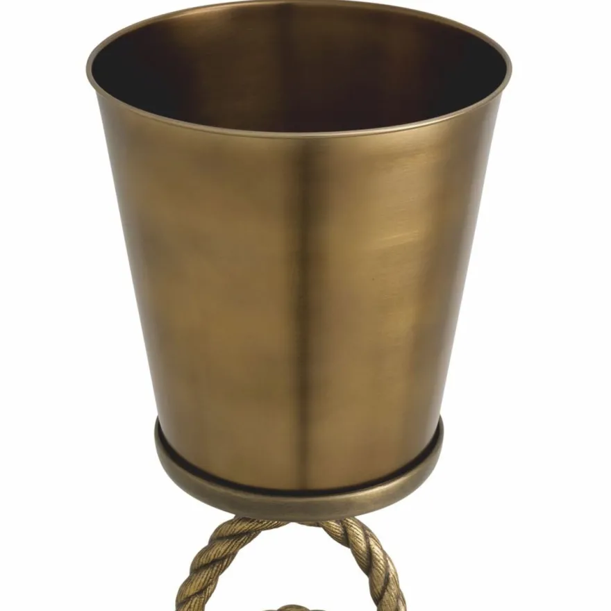 Casa Padrino Luxus Weinkühler mit Ständer Antik Messing / Schwarz H. 80,5 cm
