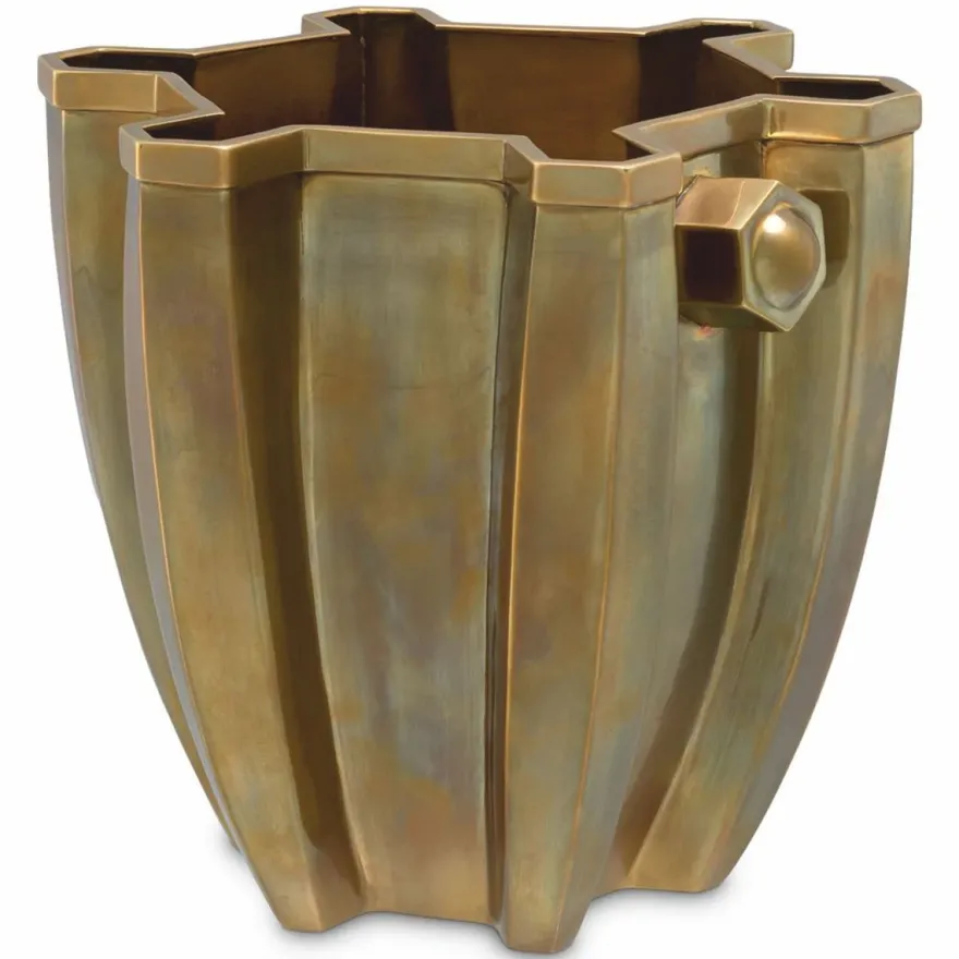 Casa Padrino Luxus Weinkühler Vintage Messing H. 25 cm - Champagnerkühler - Hotel Accessoires