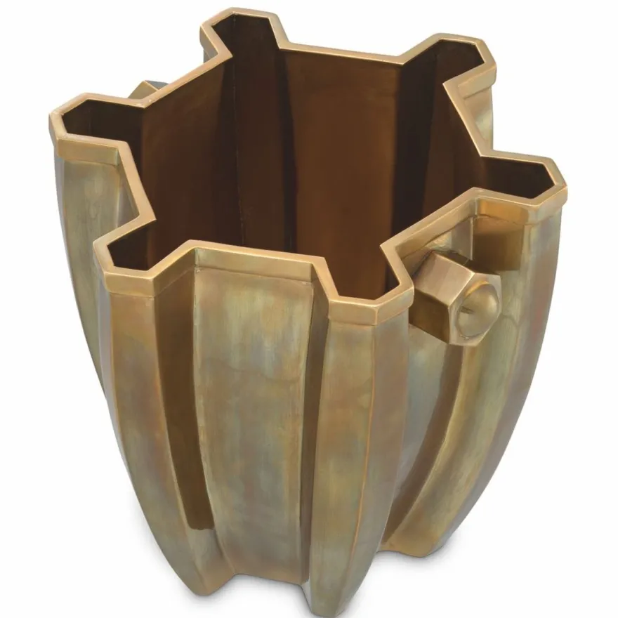 Casa Padrino Luxus Weinkühler Vintage Messing H. 25 cm - Champagnerkühler - Hotel Accessoires