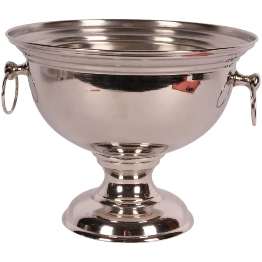 Casa Padrino Luxus Weinkühler Silber Ø 28 x H. 22 cm - Sektkühler Pokal mit Ringgriffen