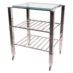 Casa Padrino Luxus Weinregal Silber 60 x 50 x H. 75 cm - Weinständer mit Glasablage - Gastronomie Accessoires