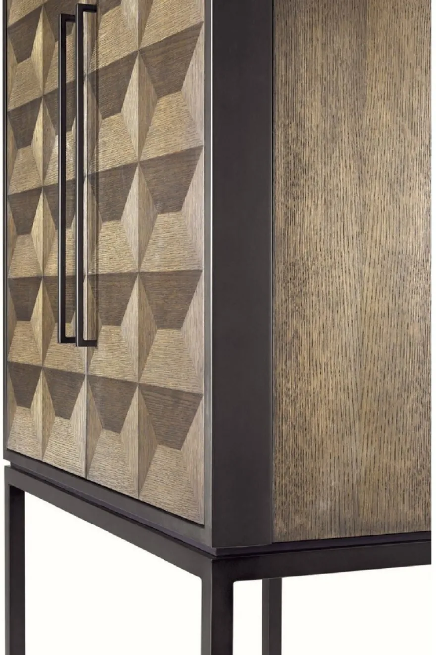 Casa Padrino Luxus Weinschrank mit 2 Türen Braun / Dunkelbraun / Schwarz 95 x 58 x H. 168,5 cm - Barmöbel - Luxus Qualität