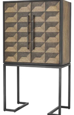 Casa Padrino Luxus Weinschrank mit 2 Türen Braun / Dunkelbraun / Schwarz 95 x 58 x H. 168,5 cm - Barmöbel - Luxus Qualität
