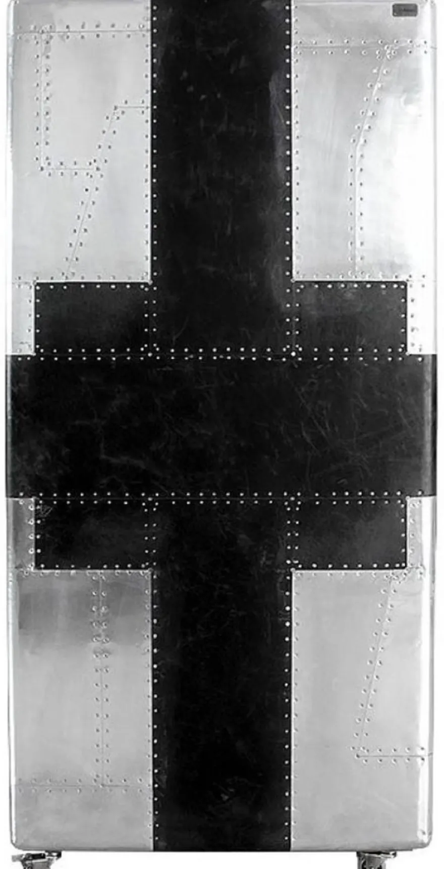 Casa Padrino Luxus Weinschrank im Koffer Design Silber / Schwarz 86 x 80 x H. 177 cm - Aluminium Barschrank - Kofferschrank - Flugzeug Möbel - Flieger Möbel - Aluminium Möbel - Luxus Bar Möbel